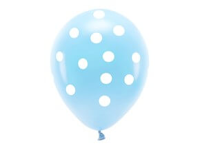 Lot 6 Ballons - Bleu à Pois blanc - 100% BIODÉGRADABLE