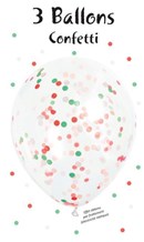 Lot de 3 Ballons Confettis blanc, rouge & vert