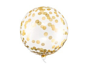 Ballon Mylar - Transparent avec Pois Or - 40cm