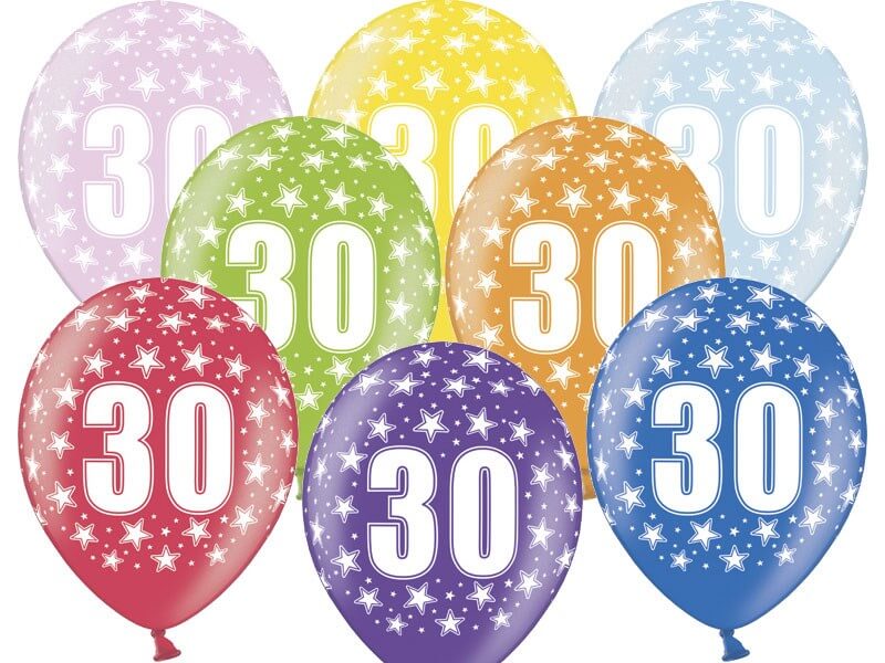 Ballons avec inscription "30" (Lot de 6)