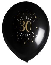 Ballon 30 ans Noir Or (lot de 8)