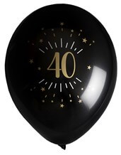 Ballon 40 ans Noir Or (lot de 8)