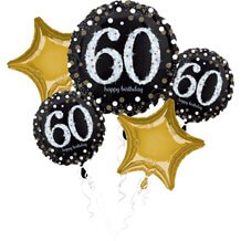 Bouquet de 5 ballons Birthday 60 ans 