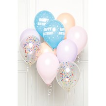 Bouquet de 10 ballons Happy Birthday bleus