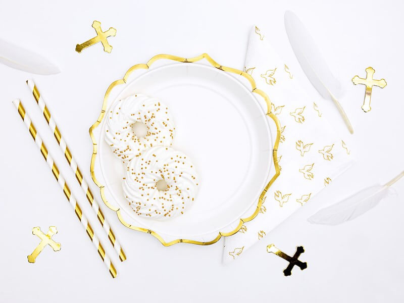 Assiette en papier blanche bord dorée (Lot de 6)