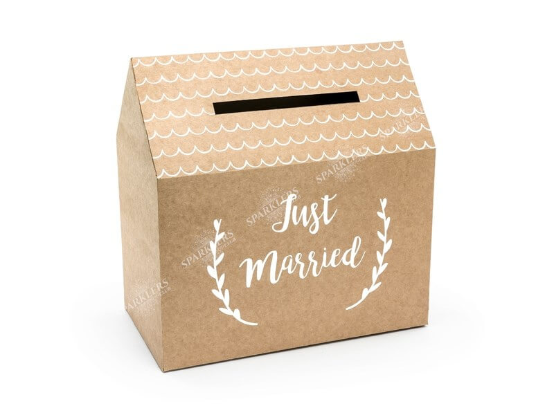 Urne en papier kraft avec inscription "Just Married"