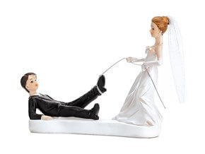 Figurine mariage couple avec corde au pied 