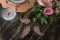 Feuilles  de décoration pailletées Rose Gold - Lot de 6
