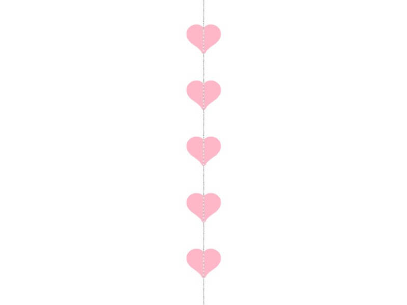 Guirlande de Coeur verticale - Rose - 3 mètres