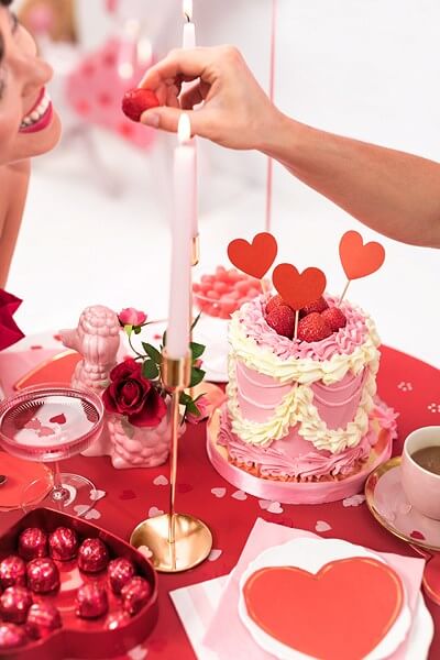 Lot de 6 Pics Décorations Cupcake - Coeur Rouge - 11cm 