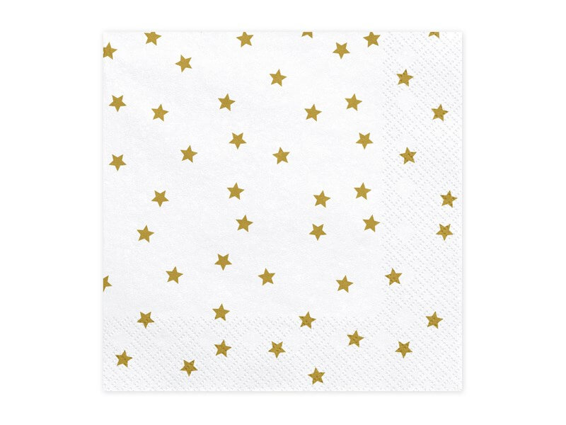 Serviette en papier blanche avec étoile or (lot de 20)