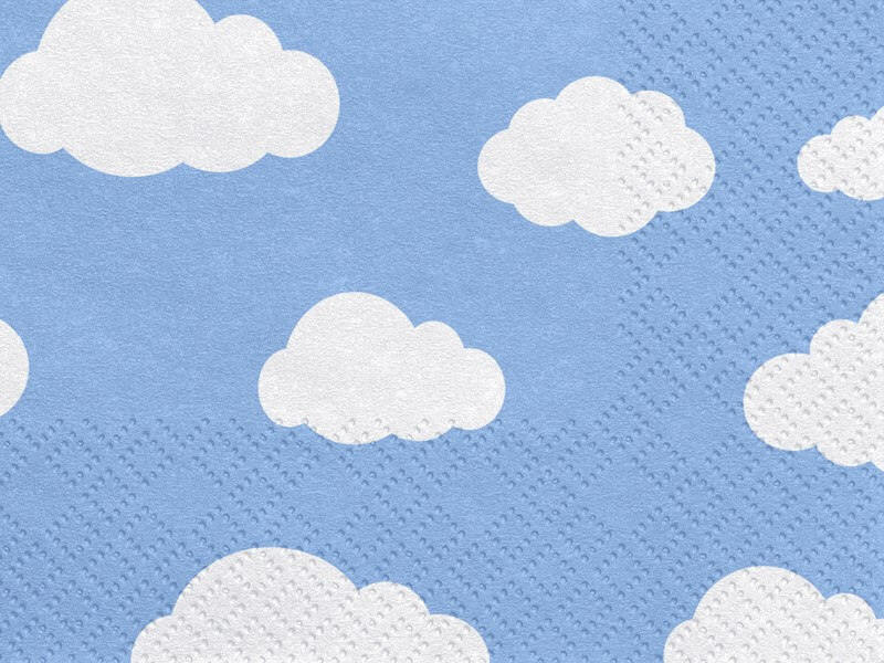 Serviette en papier bleu clair motif nuage (Lot de 20)