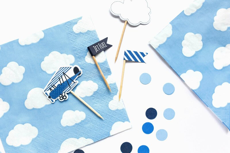 Serviette en papier bleu clair motif nuage (Lot de 20)