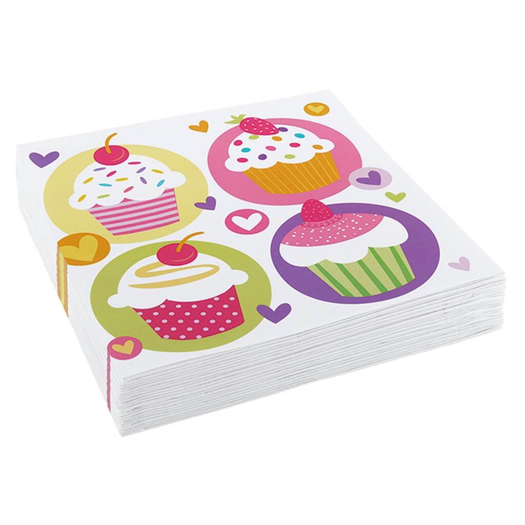 Serviette en papier motifs Cupcake (Lot de 20) 