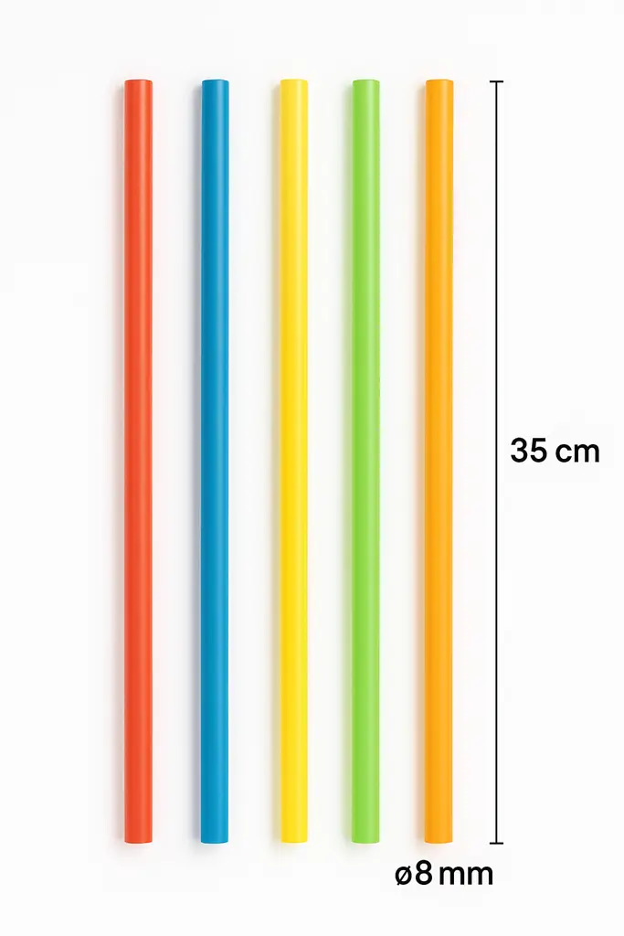 Paille MAXI JUMBO PP multicolore 35cm ø 8mm – Réutilisable & certifiée alimentaire – Sachet de 500