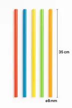 Paille MAXI JUMBO PP multicolore 35cm ø 8mm – Réutilisable & certifiée alimentaire – Sachet de 500