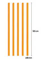 Paille Géante XXL PP Orange 50cm ø 8mm – Réutilisable & certifiée alimentaire - Sachet de 500