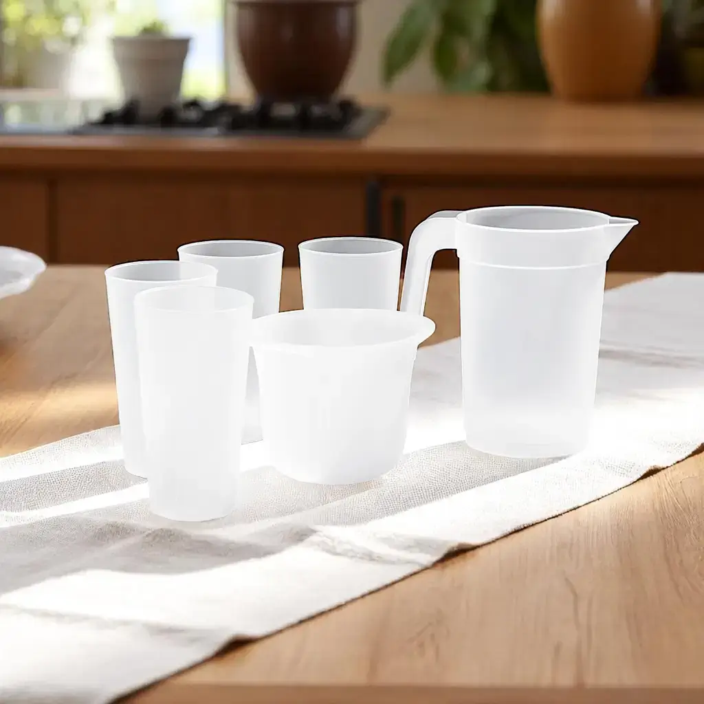 Pichet / Carafe 1,5L avec jauge en Plastique Réutilisable, Translucide Effet Givré 