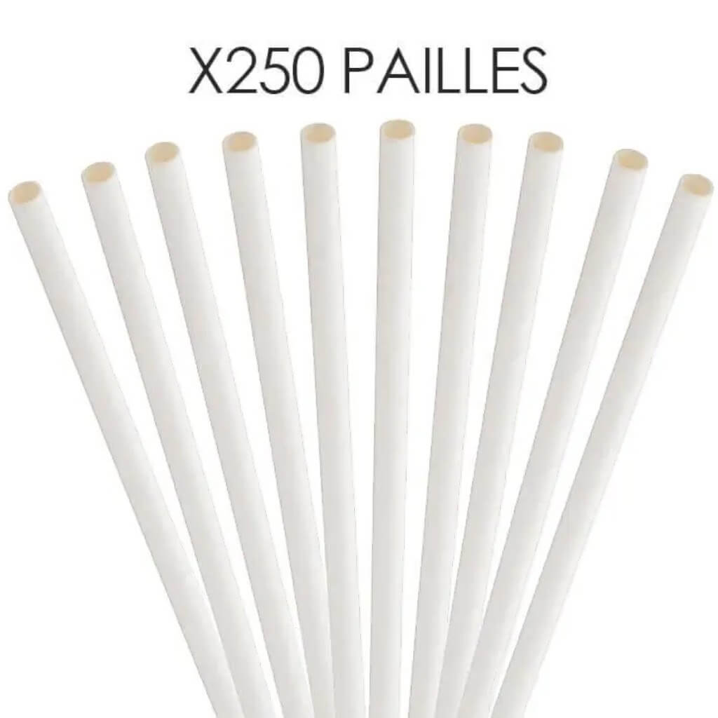 Paille papier blanche 14cm /ø5mm - 250 unités