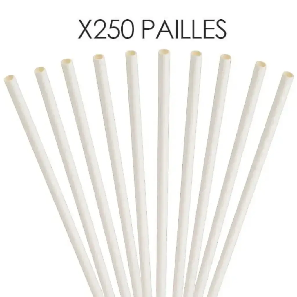 Paille papier blanche 20cm /ø6mm - 250 unités